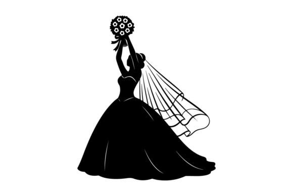 Bride in Wedding Dress Holding Bouquet V: A Designer's Essential Silhouette