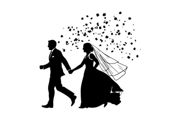 Capturing Joyful Moments: The Wedding Couple Walking Under Confetti Ve