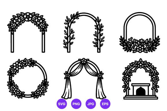 Floral Wedding Arch Vector Set: Essential Design Assets