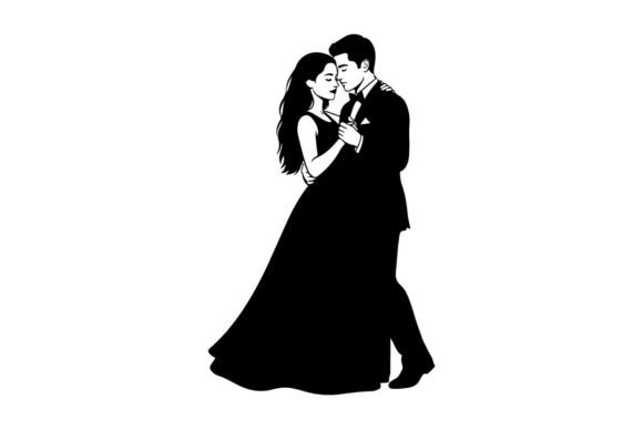 Romantic Couple Dancing Wedding Vector I: Capturing Elegance in Motion