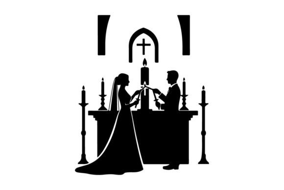 Wedding Ceremony Silhouette with Cross a