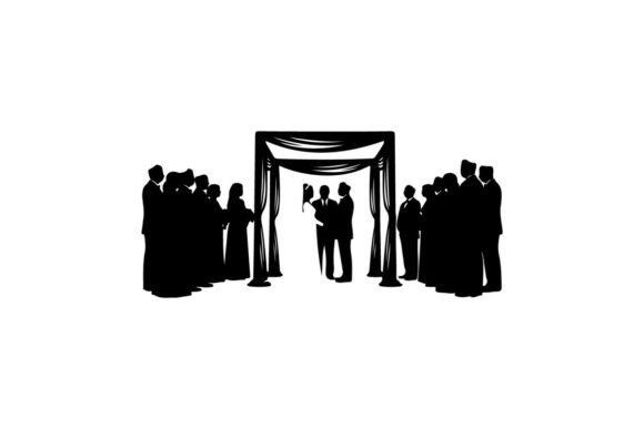 Wedding Ceremony Under Archway: A Modern Flat Design Asset