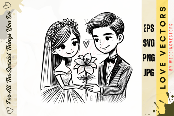Wedding Couple and Love Vectors - C55: Capturing Romance in Design