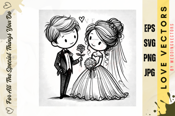 Wedding Couple and Love Vectors - C697: A Design Asset