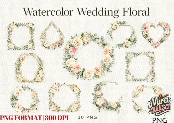 Wedding Floral Frames PNG Bundle: Elevate Your Designs